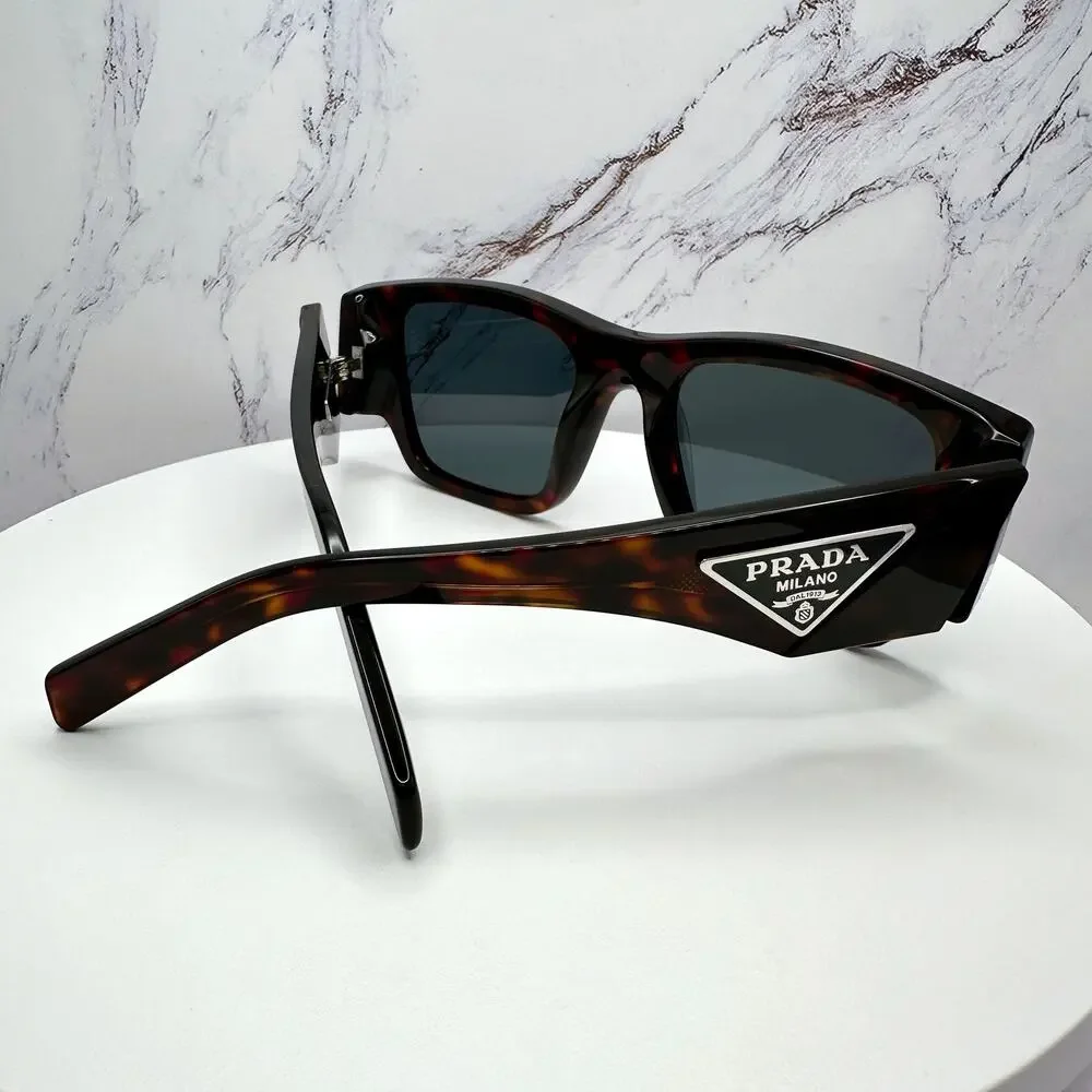 New PRADA Sunglasses Brown Root Tortoise Square Men's Plaque Logo - Picture 15 of 16